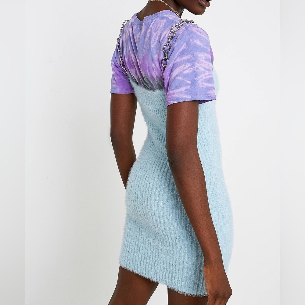 The Ragged Priest Dress Womens XS Chain Strap Fuzzy Light Blue Alternative Mini - Picture 3 of 10